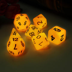 7pcs Multi-sided Luminous Polyhedral Digital Acrylic Dice Set Noctilucent Dice