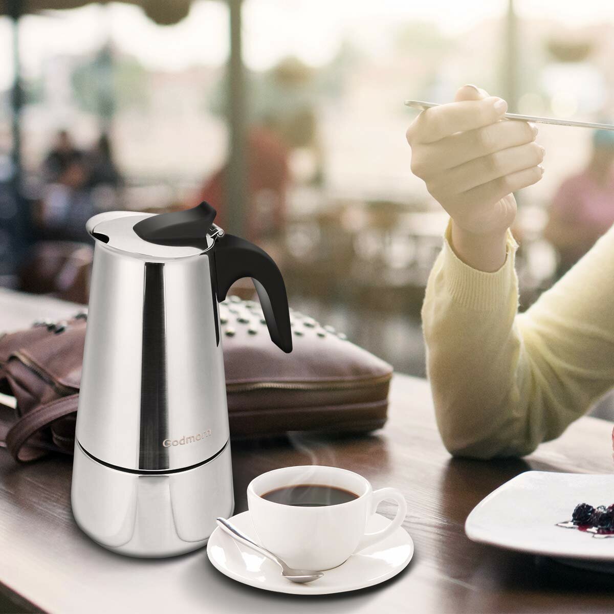 1 pc 450ml/15oz/9 cup Coffee Moka Pot Stainless Steel Removable Moka Espresso Italian Maker Stove Drink Tool Camping Travel