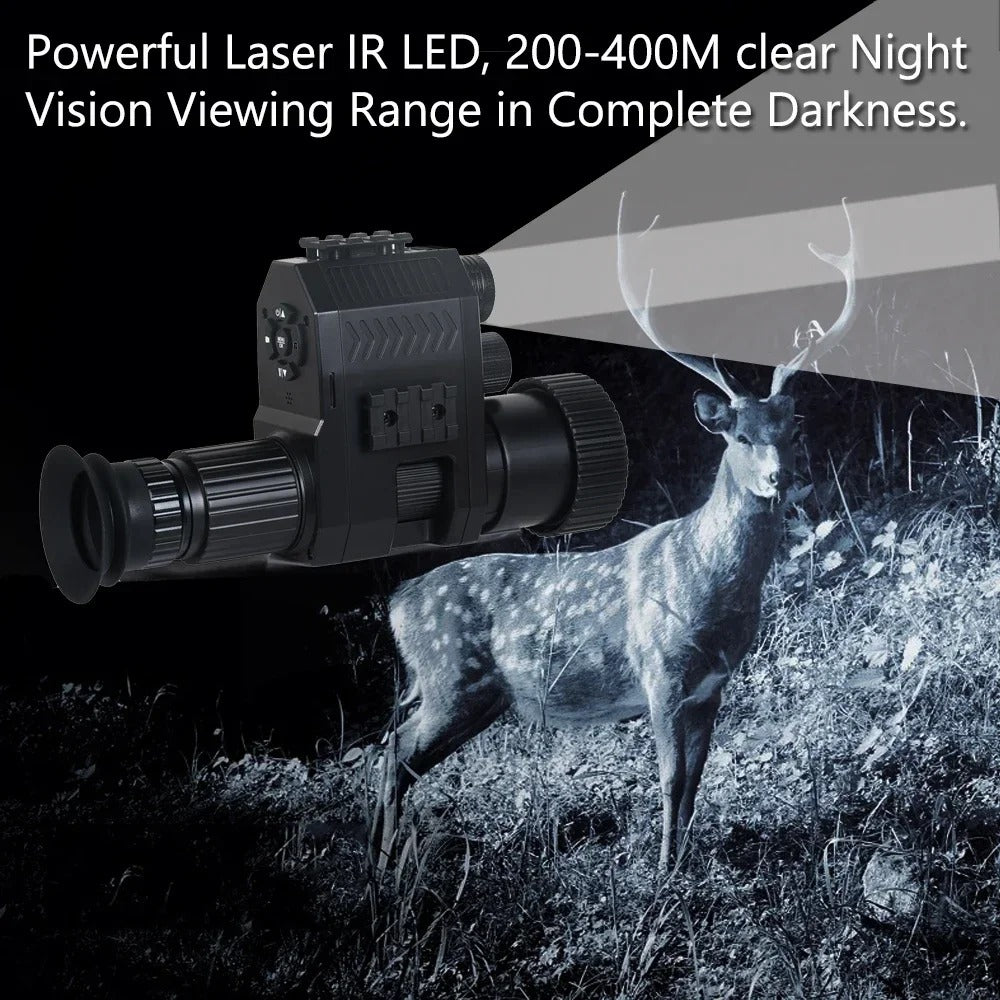 Digital Laser Infrared Night Vision Monocular 100-400M 1080P 2MP Photo Video Recording