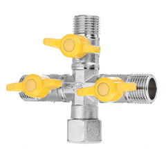 1/2" Garden Hose Tap Manifold Quick Connector Three Outlet 3 Way Water Splitter Valve Adapter for Washing Machine Faucet