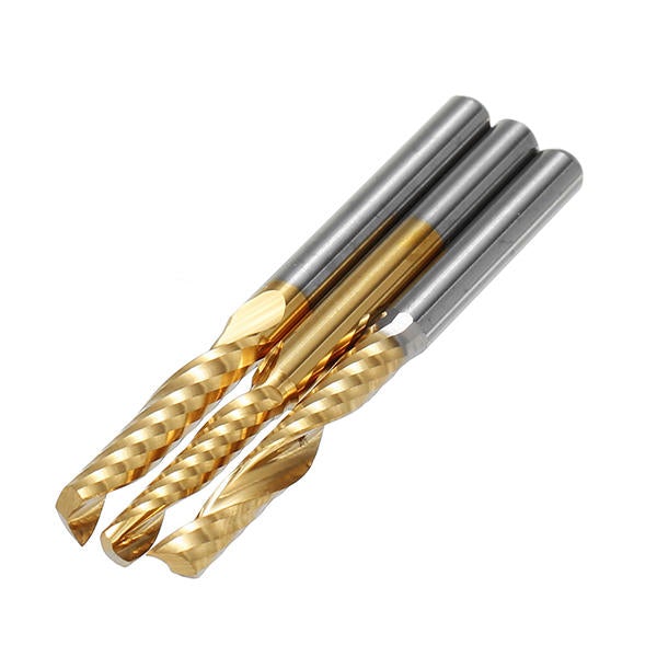 3.175mm Shank 12/15/17/22mm Single Flute End Mill Cutter Titanium Coated Spiral Drill Bit