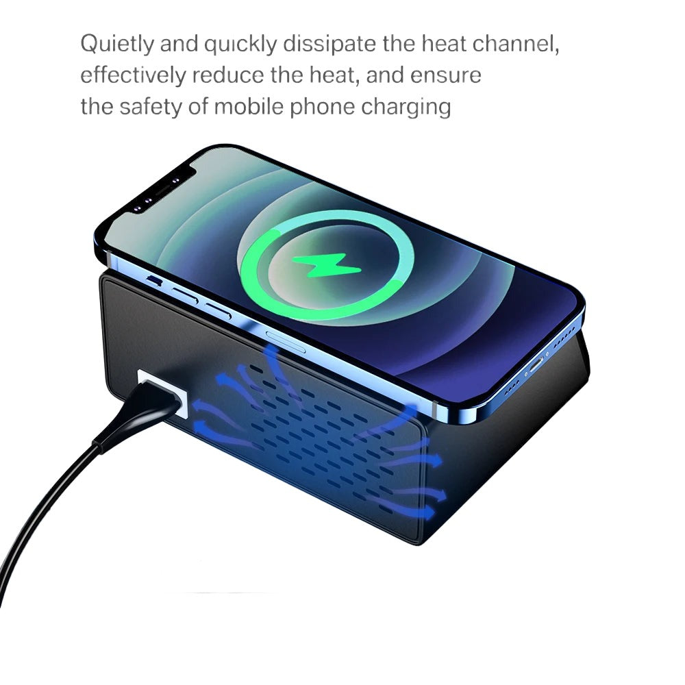 100W 8-Port USB Charger Station with Wireless Charging & Digital Display QC3.0 PD3.0 for iPhone 14/13 Xiaomi