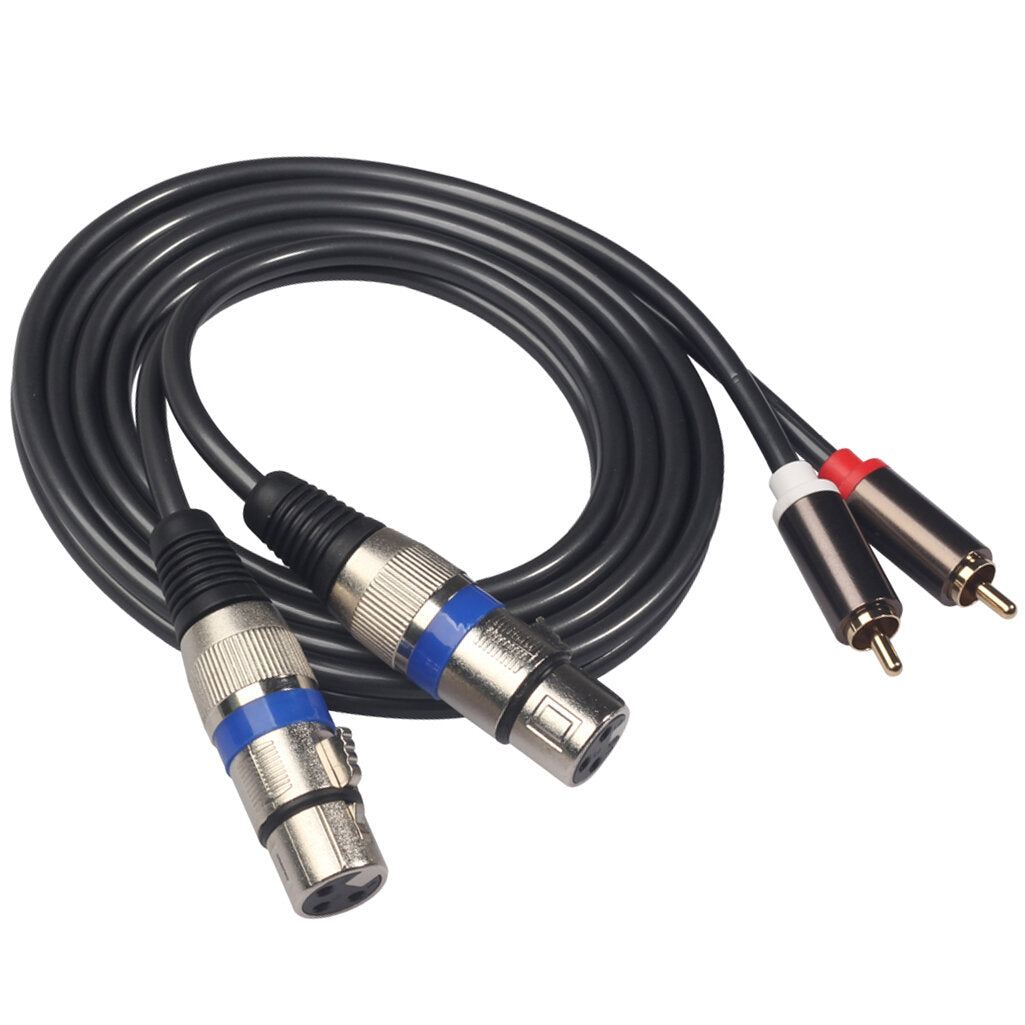 Audio Cable Dual RCA Male for Dual XLR Female Audio Line 1.5m for Microphone Mixer Headphone Amplifier