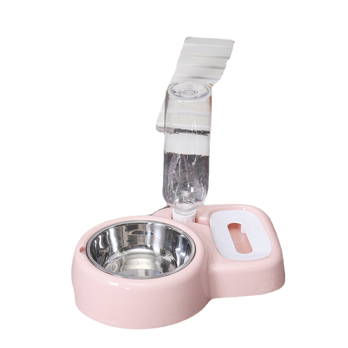 2 In 1 Automatic Pet Bowl 500ml Adjustable Drinking Fountain Dog Cat Food Feeder