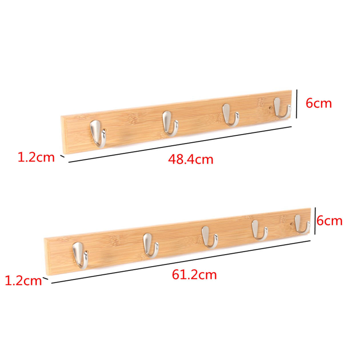 Metal Hooks Wall Mounted Bamboo Hanging Rack Wall Hanger for Coat Clothes Towel