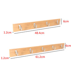 Metal Hooks Wall Mounted Bamboo Hanging Rack Wall Hanger for Coat Clothes Towel