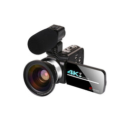 Video Camera for 4K Vlogging Live Camcorder NightShot Anti-shake Camcorder WIFI APP Control DV Video Recording with Microphone Lens Light Stabilizer