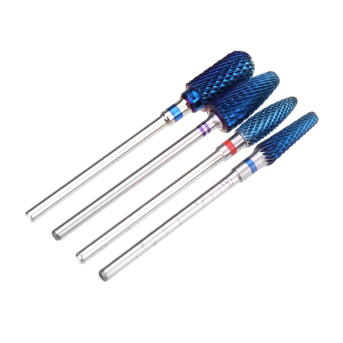 4pcs Blue Tungsten Steel Nail Drill Bits Grinding Head Carbide Burrs for Electric Manicure Machine
