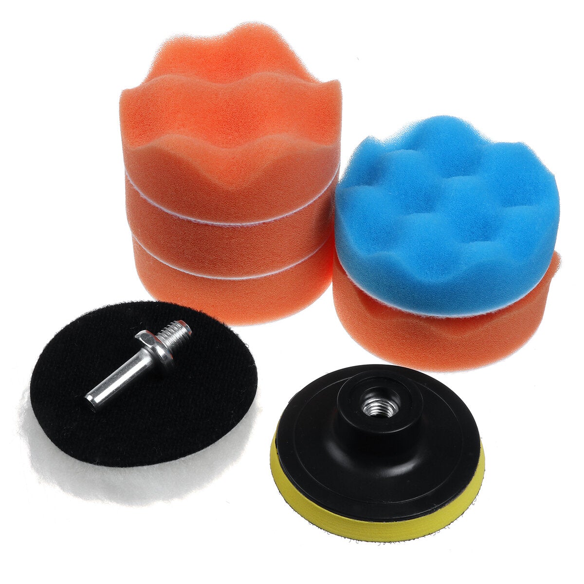 8pcs 3/4/5/6/7 Inch Car Polishing Buffing Pad with Drill Adapter Hand Buffer Set