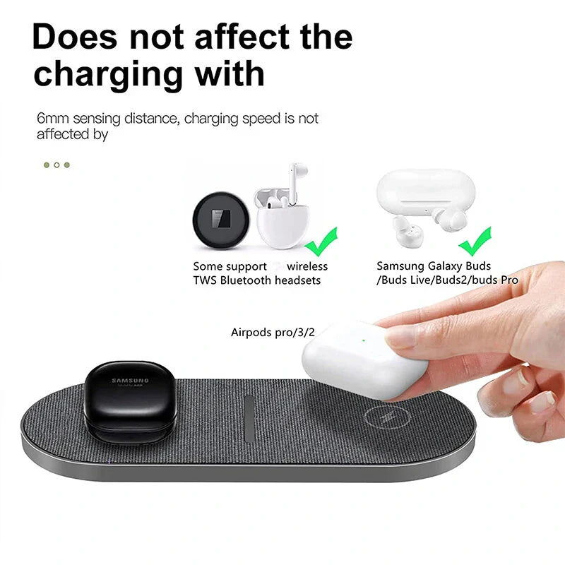 Fast Qi Wireless Charger for iPhone 12-14 Pro/Max & AirPods