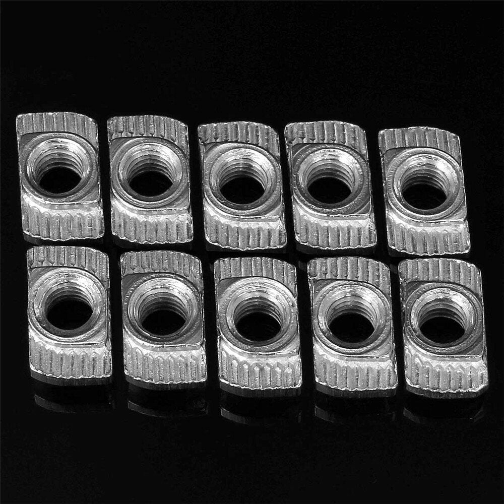 100pcs M5 Hammer Nut Nickel Plated Carbon Steel Aluminum Connector T Fastener Sliding Nut