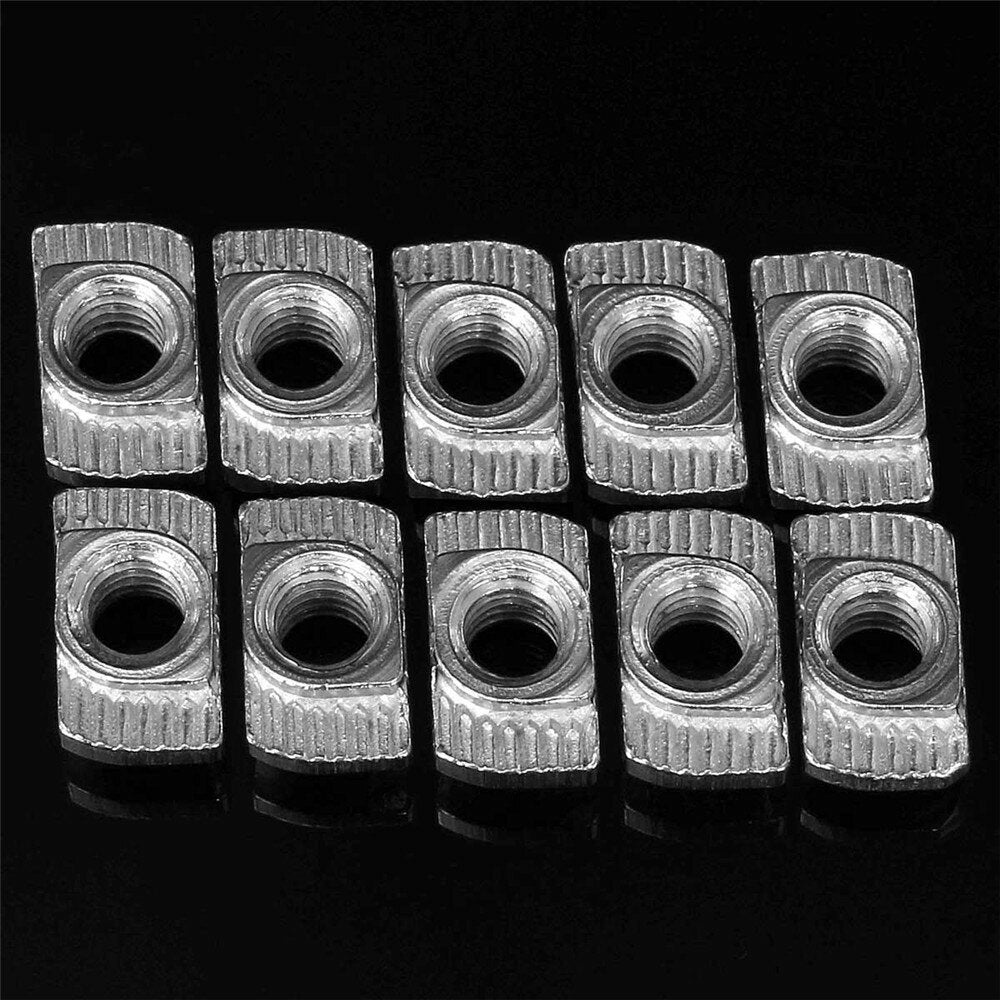 100pcs Hammer Nut Nickel Plated Carbon Steel Aluminum Connector T Fastener Sliding Nut