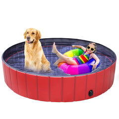 160cm Foldable Pet Bath Swimming Pool Collapsible Dog Pool Pet Bathing Tub Pool Kiddie Pool for Dogs Cats and Kids