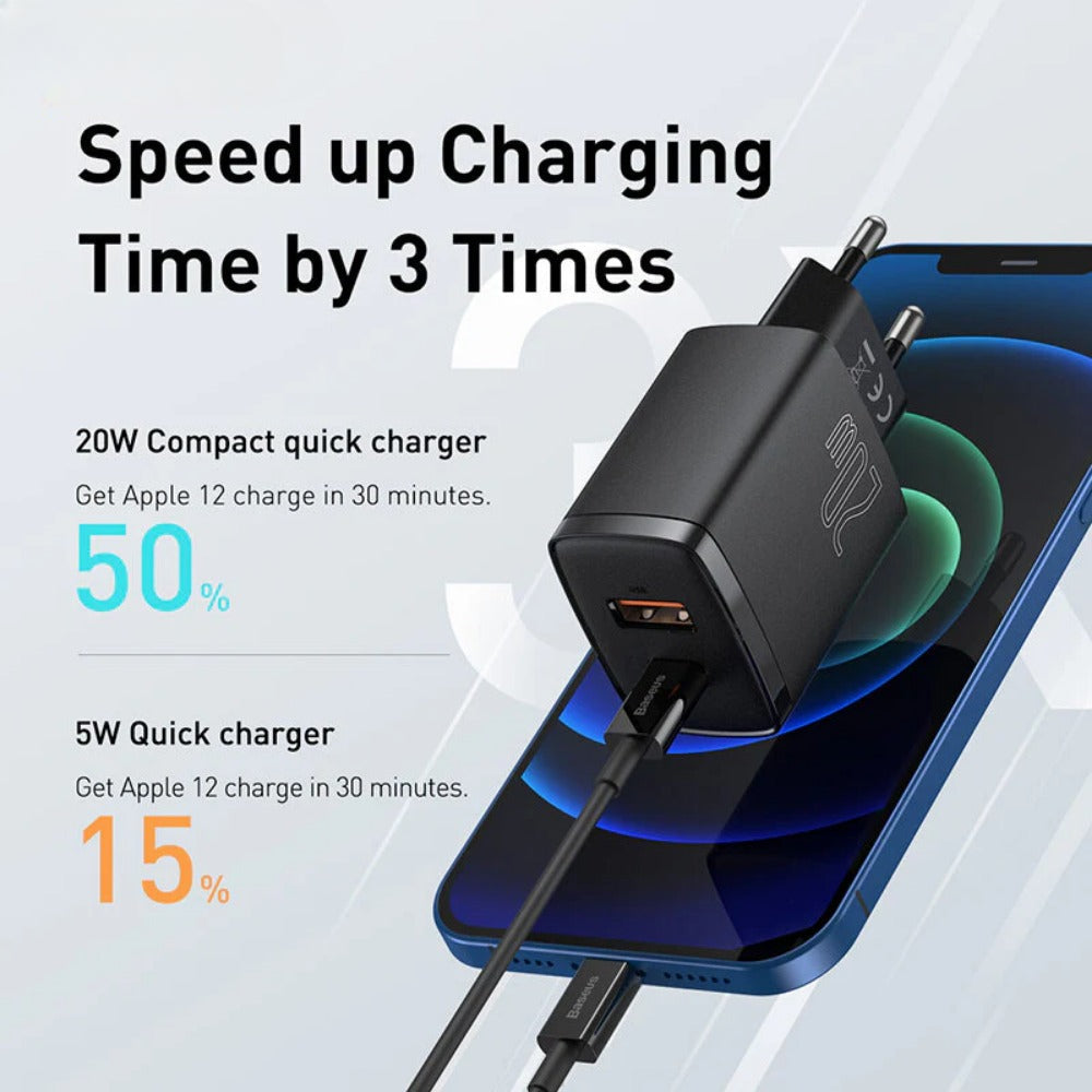 20W Dual-Port USB PD Charger, Fast Charging Adapter for iPhone, Hui, Samsung, Xiaomi