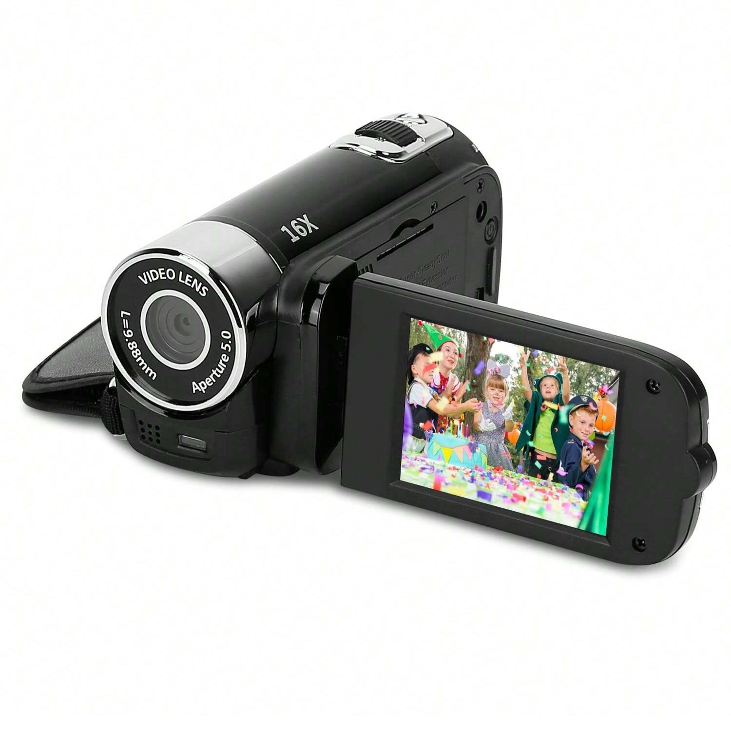 HD 1080P Digital Video Camcorder 2.7in 16X Zoom DV Camera with Fill Light and Selfie Function