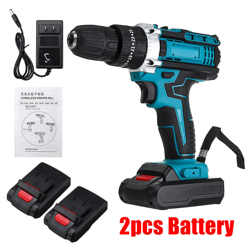 48VF Cordless Impact Electric Screwdriver Drill 25+3 Gear Forward/Reverse Switch Power Screw Driver