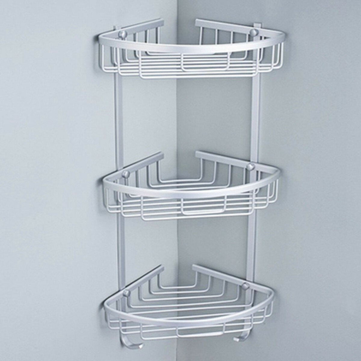 1/2/3 Layers Aluminium Wall Mounted Bathroom Corner Shower Caddies Storage Shelf Rack Holder