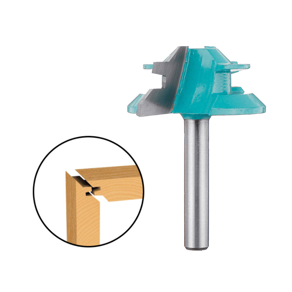 1/4 Inch Shank 45 Degree Lock Miter Router Bit 1-1/2 Inch Cutting Diameter Tenon Woodworking Cutter