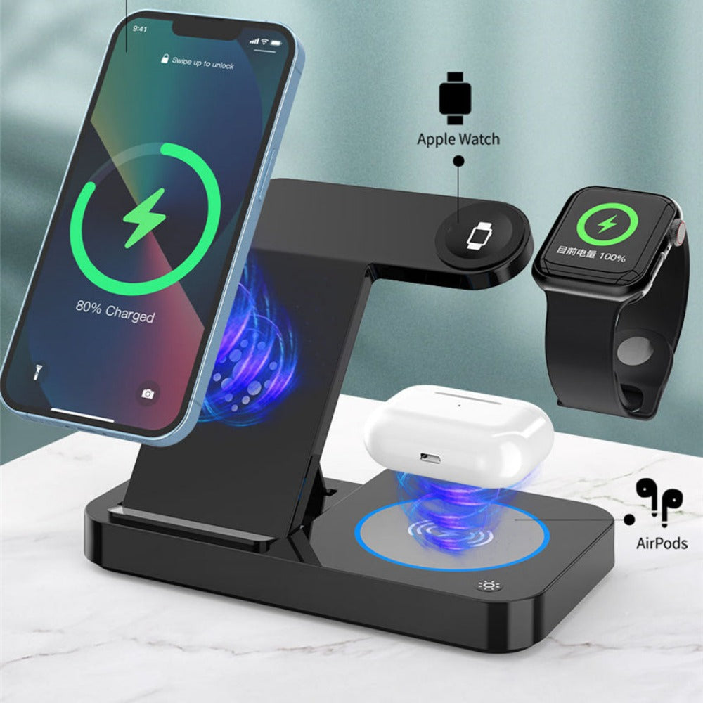 100W Foldable 4-in-1 Wireless Charger for iPhone, Apple Watch, Samsung Galaxy