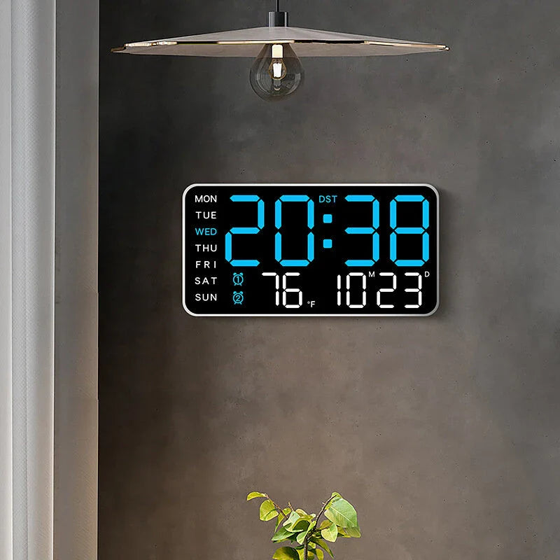 Multifunctional LED Digital Wall Clock - Borderless, Hanging or Standing Display for Living Room