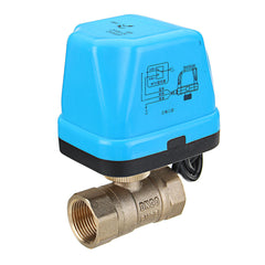 1/2" 3/4" 1" 1-1/4" Blue Shell Motorized Electric Brass Ball Valve 3 Wire AC 220V Full Port