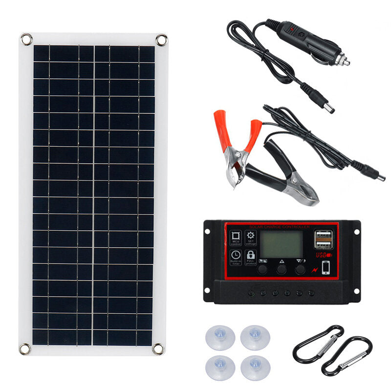 18V Solar Power System Waterproof Emergency USB Charging Solar Panel With 40A/50A/60A Charger Controller Kit Camping Travel Power Generation