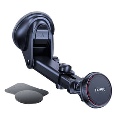 Magnetic Car Phone Holder Mount for Windshield & Dashboard, Strong Suction, Adjustable Arm