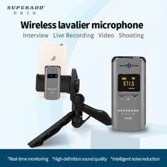 UHF Wireless Microphone Set with Bodypack Transmitter and Mini Rechargeable Receiver for Vlogging DSLR Camera Mobile Phone