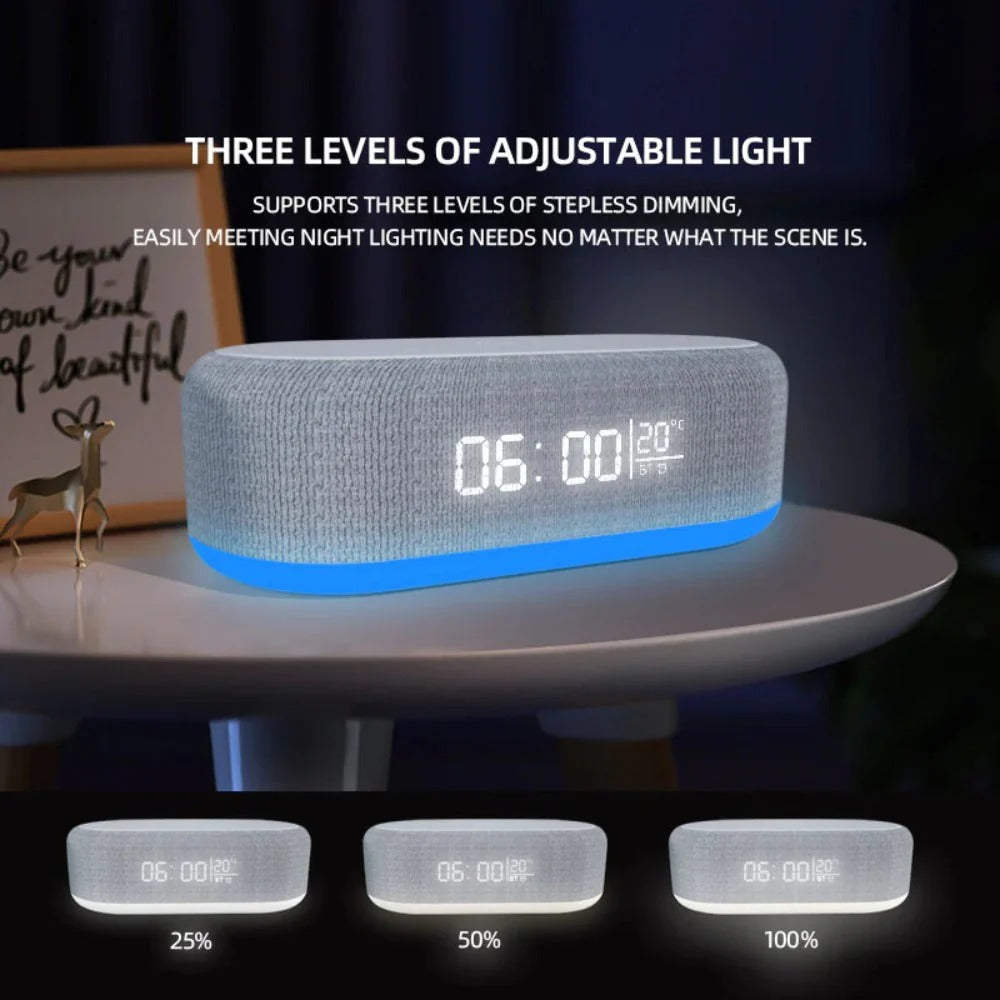 15W Wireless Charger Alarm Clock Light Bluetooth Speaker for Qi Phones