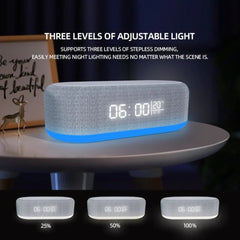 15W Wireless Charger Alarm Clock Light Bluetooth Speaker for Qi Phones