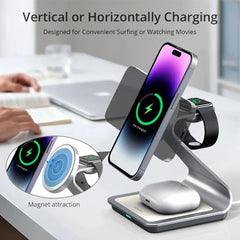 Magnetic 3-in-1 Wireless Charger for iPhone 15/14/13, Apple Watch, AirPods Pro