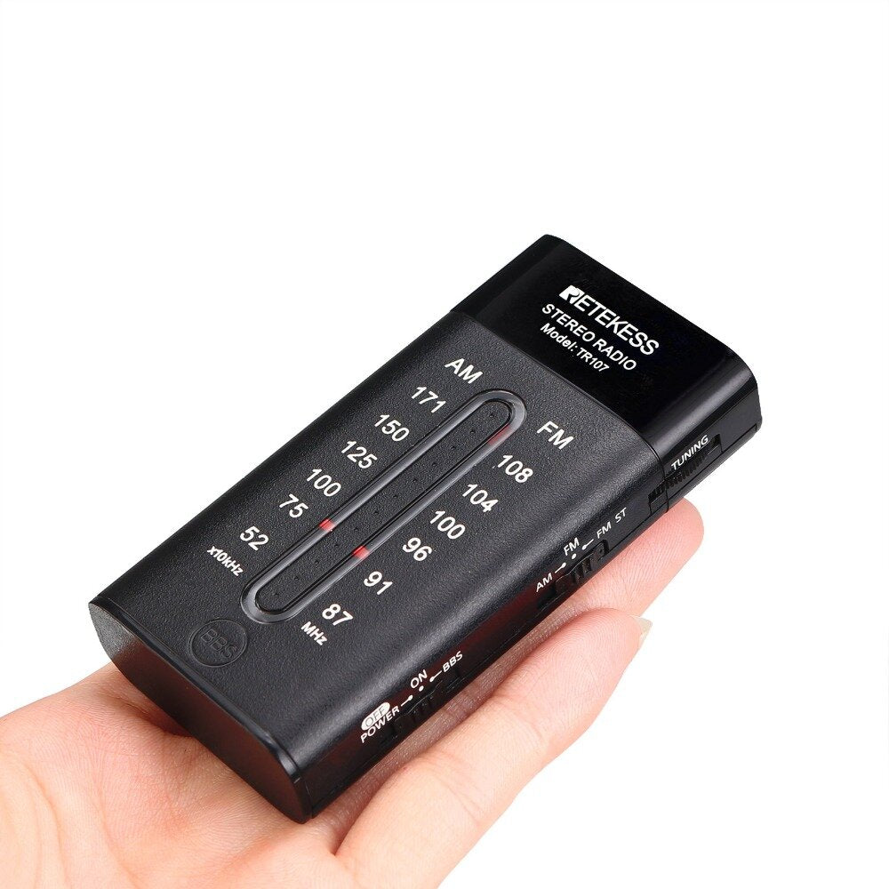 Portable Mini Pocket Radio FM AM Pointer Tuning Stereo Support BBS Mega Bass With Earphone For Walk Jog Gym