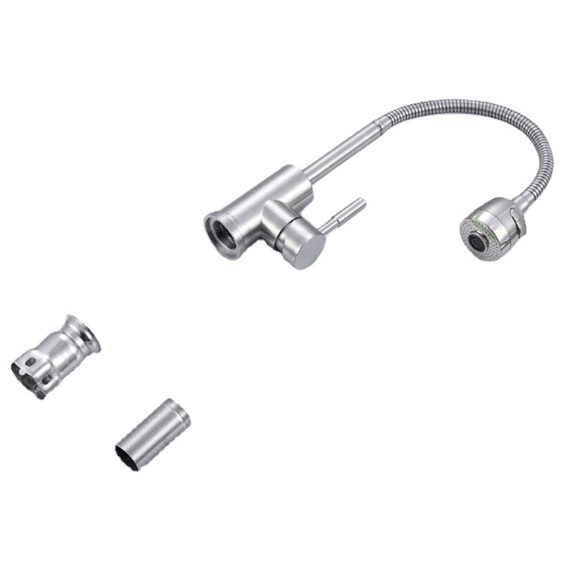 304 Stainless Steel Kitchen Faucet Tap 360 Rotation Sink Single Handle Two-Speed Switch Hot And Cold Shower With Hose