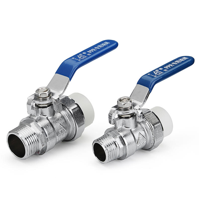 1/2" 3/4" External Wire Manual PPR Brass Ball Valve Nickel Handle PPR Male Thread Valves