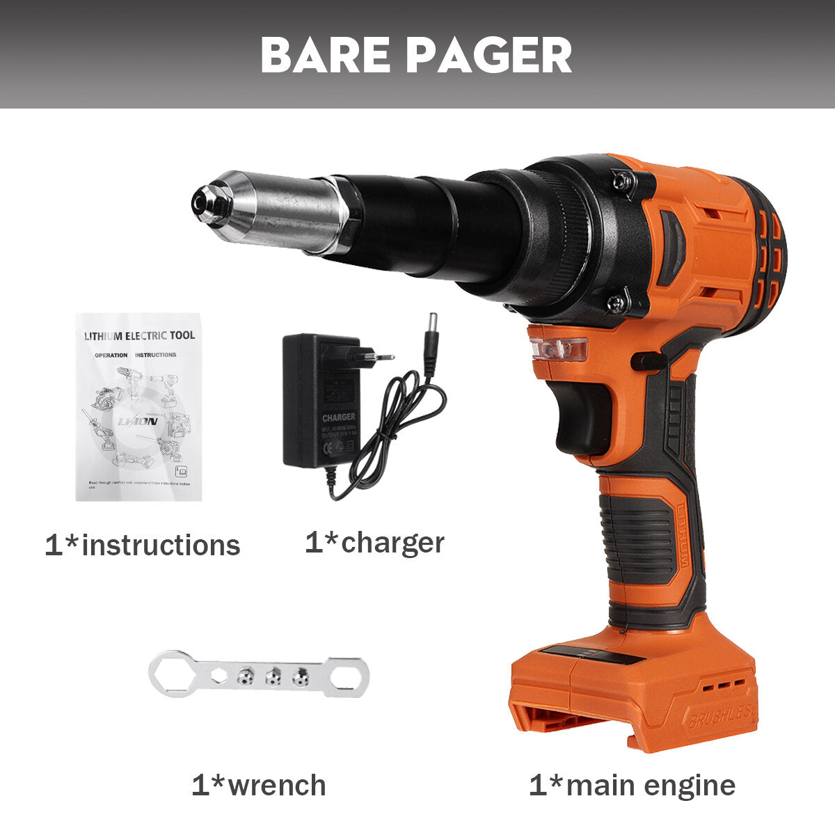 21V Electric Rivet Cordless Rivet Nut Drill Insert Nut Pull Riveting Tool 2.4-4.8mm With LED Light