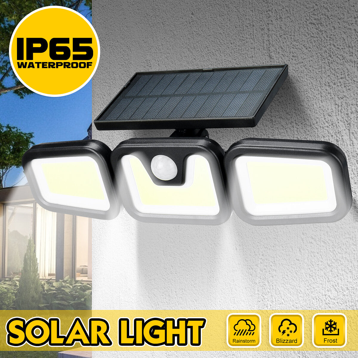 100COB 3 Rotatable Heads LED Solar Light Motion IP65 Waterproof Super Bright Garden Light