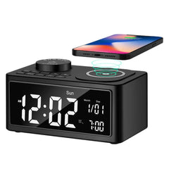 10W Wireless Charger Bluetooth Speaker Alarm Clock Radio for Qi-enabled Phones