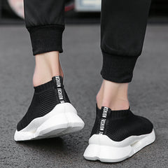 Breathable Mesh Flat Type Sneakers Men Slip on Soft Casual Running Shoes Knit Flats Sock Shoes