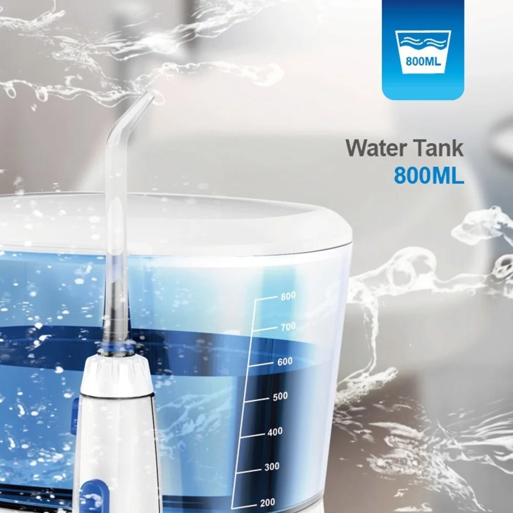 Water Dental Flosser - 800ML Oral Irrigator with 10 Adjustable Water Pressures, 5 Multifunctional Tips, IPX6 Waterproof, High Volume Reservoir for Teeth Cleaning and Gum Care