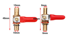 8/10mm Hose Barb Inline Brass Shutoff Mini Ball Valve Pipe Fitting 180 Handle Water Gas Fuel Line