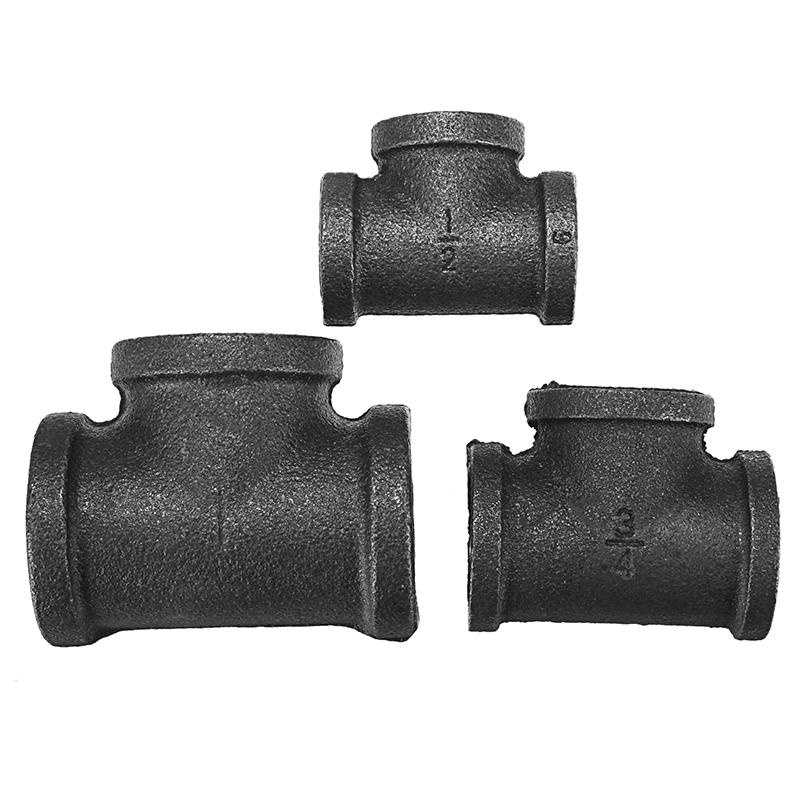 1/2" 3/4" 1" Equal Tee 3 Way Pipe Malleable Iron Black Pipes Fittings Female Tube Connector