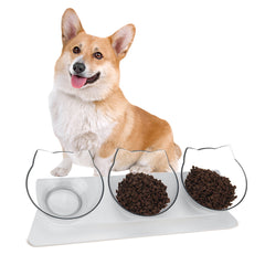 Cat Elevated Bowl with Raised Stand & Three Feeders, 15 Degree Tilted Pet Bowl Stress-Free Suit for Cats Small Dogs, Food & Water Bowl, Healthy & Hygienic Feeder Bowls Pet Bowl