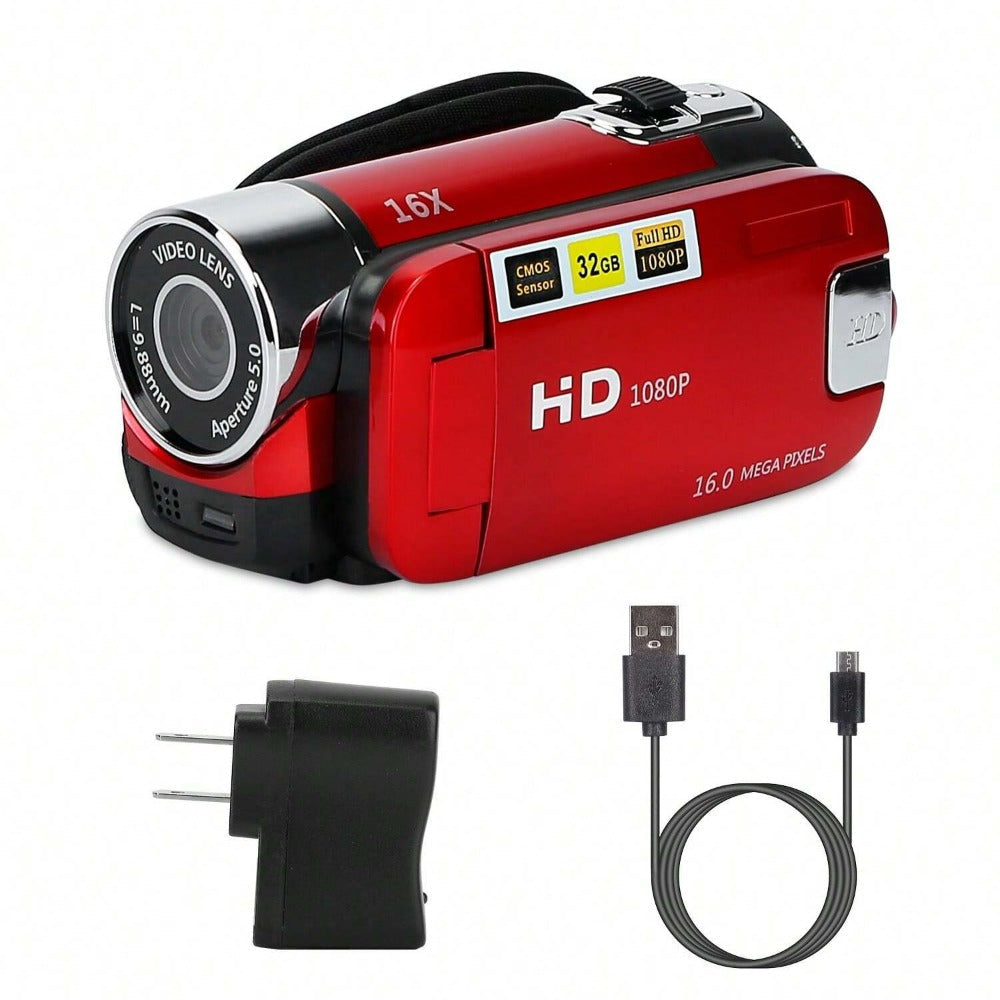 HD 1080P Digital Video Camcorder 2.7in 16X Zoom DV Camera with Fill Light and Selfie Function