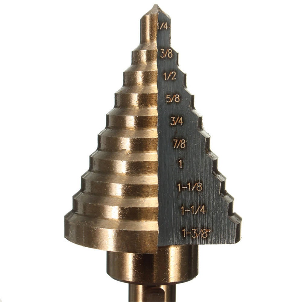 1/4 to 1-3/8 Inch HSS Cobalt Step Drill Bit Universal Shank Multiple Hole