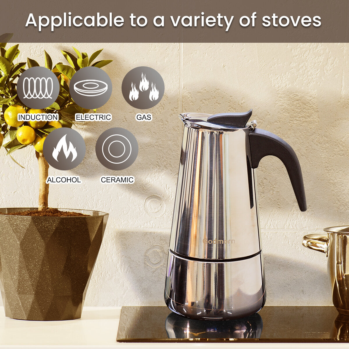 1 pc 450ml/15oz/9 cup Coffee Moka Pot Stainless Steel Removable Moka Espresso Italian Maker Stove Drink Tool Camping Travel