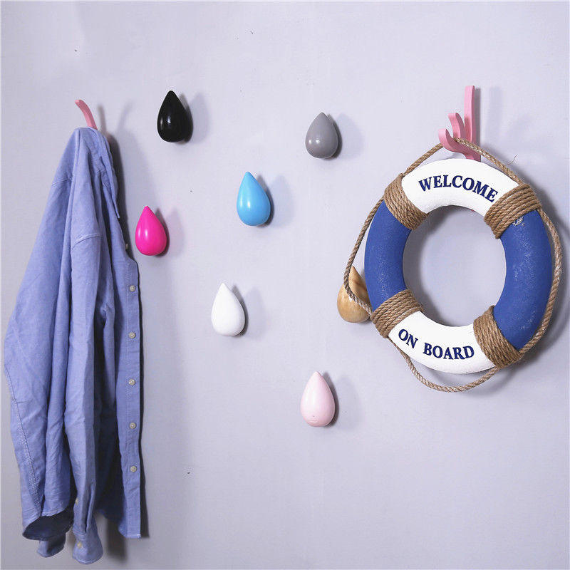 Creative Water Droplets Hook Solid Wooden Coat Cap Hooks for Hanging Storage