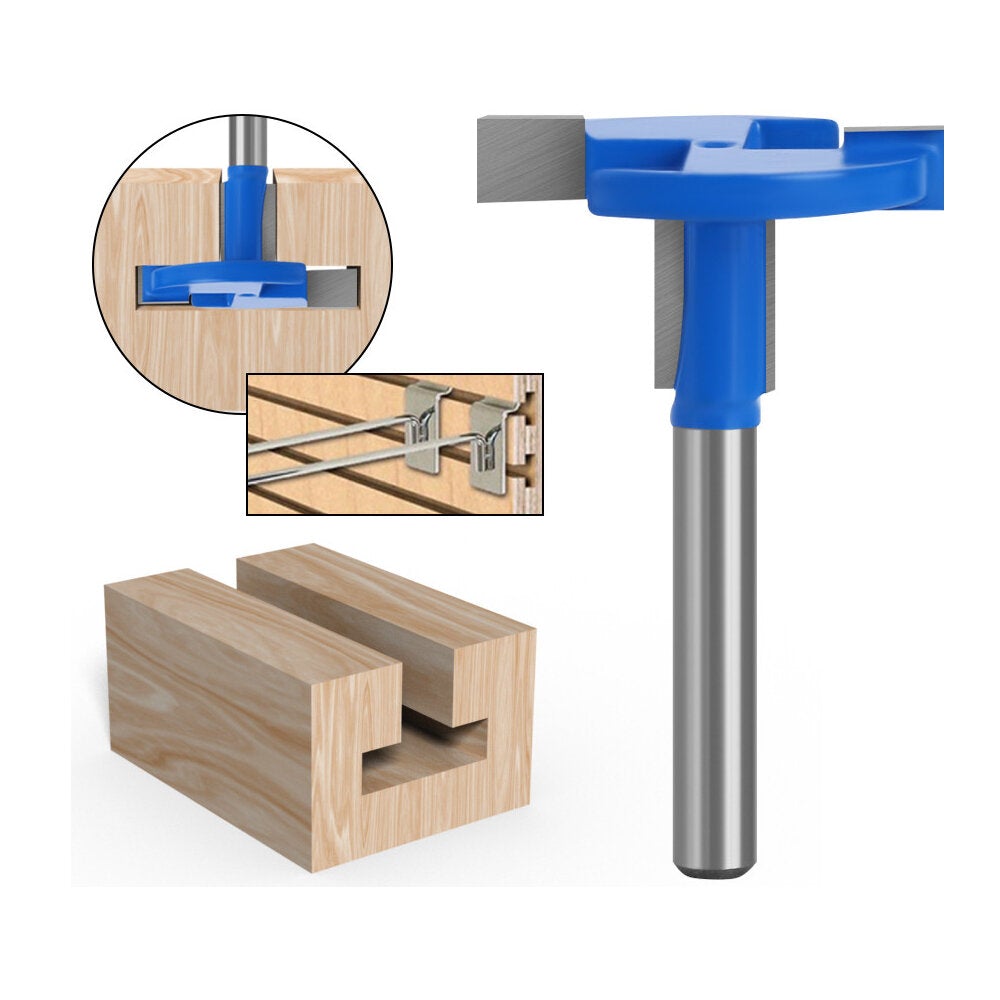 1/4 Shank Woodworking Milling Cutter Straight-Edge T-Shaped Knife Planing Tool Adapter Tools