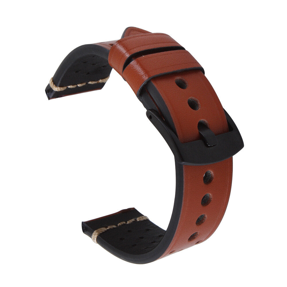 Universal 22mm Hand-stitched Head Layer Cowhide Replacement Strap Smart Watch Band For Gear S3