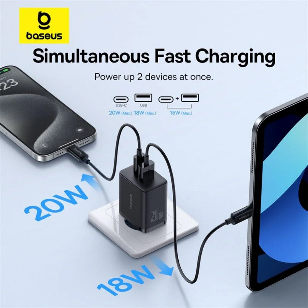 [GaN Tech] 20W 2-Port USB PD Charger, Fast Charging Wall Adapter for iPhone, Samsung, Xiaomi, Hui