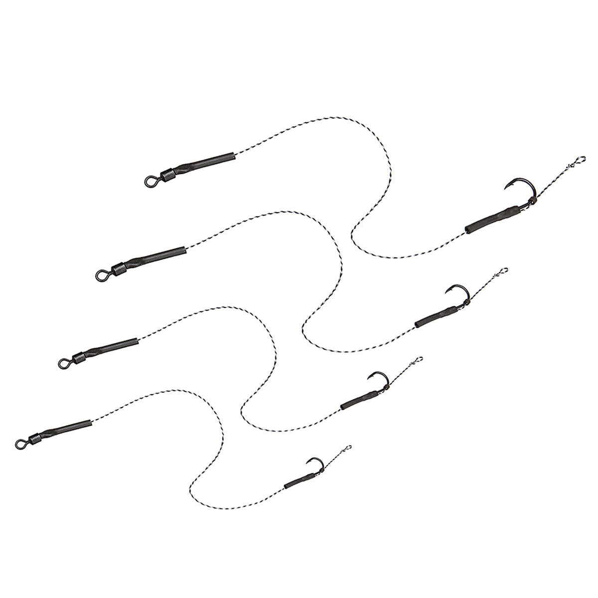 2PCS 2# 4# 6# 8#  High Carbon Steel Barbed Carp Fishing Hook Lead PE Wire Freshwater